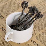 TTnight 5pcs Kitchen Bar Vintage Royal Style Metal Carved Small Coffee Spoons Flatware Cutlery Mini Dessert Spoon... N5