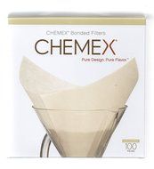 Chemex Square Coffee Filters (100ct Box) Seamless, Whitened (FS-100) by Chemex