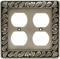 Franklin Brass 64196 Paisley Double Duplex Outlet Wall Plate / Switch Plate / Cover, Brushed Satin Pewter by Franklin...