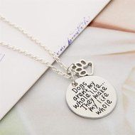 Dog Tag Pet Paws Hear Silver Plated Pendant Necklace Charm Gift New Jewelry Gift N4