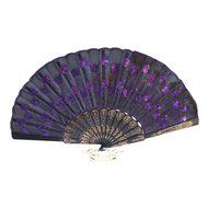Weixinbuy Chinese Retro Folding Hand Held Fabric Fan Embroidered Peacock Party Decor N4