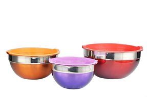 6 Piece Stainless Steel Mixing Bowl Set Color: Red/Orange/Purple