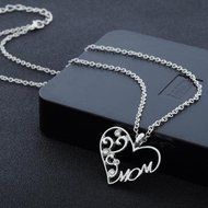 "Mom" Charm Crystal Heart Pendant Necklace Chain Statement Mother's Day Gifts N5