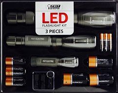 FEIT Electric LED Silver Flashlight Kit | 1000, 500, 250 Lumens | Slide Zoom | Duracell Batteries Included | Titanium...