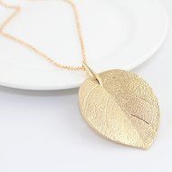 Fashion Womens Charm Golden Leaf Pendant Necklace Long Sweater Chain Jewelry N4