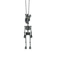 Twinkle Crystal Metal Pendant Necklace - Rope Skull (Black) N2