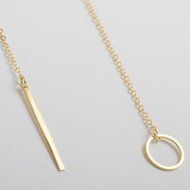Urban Anthropologie Gold Plate Circle Bar Simple Chain Pendant N3