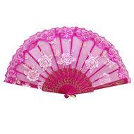 Froomer Lace Folding Hand Held Fans Tulle Summer Wedding Birthday Party N6