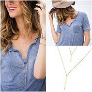 Hot Women Gold Plated Long Sweater Chain Vertical Bar Pendant Necklace Jewelry H N3
