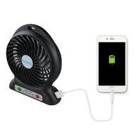 Baaaq Mini USB 3 Speeds Rechargeable Portable Table Fan with Emergency Power Bank, Black N21