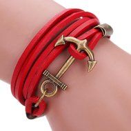 AutumnFall&reg; Multilayer Leather Handmade Rope Wristband Anchor Bracelet Bangle (Black) N7