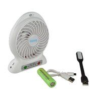 Baaaq Mini USB 3 Speeds Rechargeable Portable Table Fan with Emergency Power Bank, Black N25