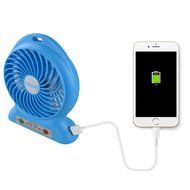 Baaaq Mini USB 3 Speeds Rechargeable Portable Table Fan with Emergency Power Bank, Black N27