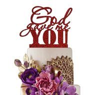 Sugar Yeti Made In USA Wedding Cake Topper God Gave Me You #22 Gold Mirror N3