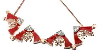 Gold Silver Plated Opens Jerusalem Cross Pendant Necklace Red Enamel Swarovski N4
