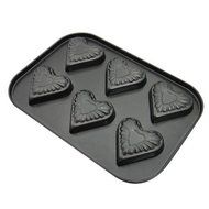 Stock Show 1Pcs 6 Cavity Heart-shaped Stainless Iron Cake Mould/Pan/Modle/Pattern/Mold,Black