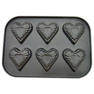 Stock Show 1Pcs 6 Cavity Heart-shaped Stainless Iron Cake Mould/Pan/Modle/Pattern/Mold,Black N2