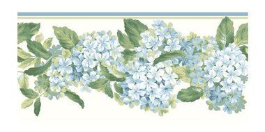 York Wallcoverings AK7437B Ashford House Blooms Hydrangea Border, White/Off Whites by York Wallcoverings