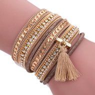 AutumnFall Women Bohemian Bracelet Woven Braided Handmade Wrap Cuff Magnetic Clasp (Black) N22