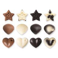 Wocuz Candy Molds &amp; Ice Cube Trays - Hearts, Stars &amp; Shells - Silicone Chocolate Molds - Fun, Toy Kids Set