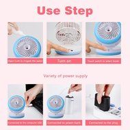 Humidifier Fan, Wooboo Portable Mini USB Table Fan with 2000mAh battery and Humidifier, for Traveling, Fishing... N5