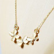 fashion Women Lady Cat's Eye Stone Butterfly Crystal Pendant necklace Gift N4