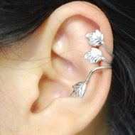 Women Silver Plated Leaf Ear Cuff Earrings Clip On Wrap No Piercing Personality N3