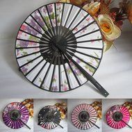 Weixinbuy Round Floral Japanese Style Fabric Hand Fan Colorful Home Festival Decor