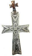 Unique Silver 925 Crucifix Copper Filigree Ruby Emerald Crystals Jerusalem 2" N2