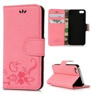 iPhone SE Case,iPhone 5S Case,iPhone 5 Case - Flip Wallet Case Stand Vintage Embossed Flowers PU Leather Texture... N35
