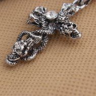 New Hot Good Fashion Men's Jewelry Stainless Steel Skull Snake Pendant Necklace N3
