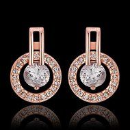 Elegant Women Fashion 18K Rose Gold Filled Swarovski Crystal Engagement Dangle Earrings