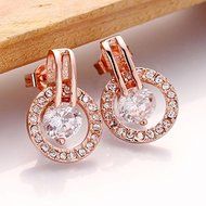 Elegant Women Fashion 18K Rose Gold Filled Swarovski Crystal Engagement Dangle Earrings N2