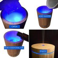 Real Bamboo Essential Oil Diffuser Featuring Waterless Auto Shut-off and Night Light Display by Cuisine Savvy N6