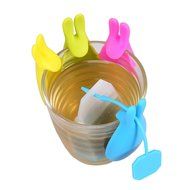 Angelbubbles Tea Infuser Silicone Strainer + Steeper + Teabag Coaster (4 Colors/Pack)