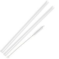 Hummingbird Glass Straws with Cleaning Brush (2 Pack), 8" x 9.5mm, Blue