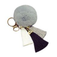 AutumnFall Rabbit Fur Ball Elephant Keychain Bag Plush Key Ring Car Key Pendant (Black) (Purple) N20