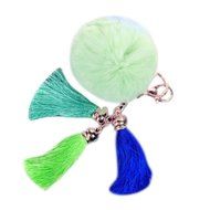 AutumnFall Rabbit Fur Ball Elephant Keychain Bag Plush Key Ring Car Key Pendant (Black) (Purple) N21