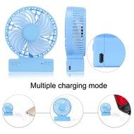 SSYS Mini USB 3 Speeds Rechargeable Portable Fan with Blue LED Night Light ,18650 Lithium-Ion Battery and USB...