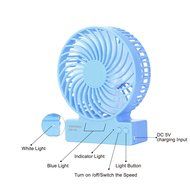 SSYS Mini USB 3 Speeds Rechargeable Portable Fan with Blue LED Night Light ,18650 Lithium-Ion Battery and USB... N3