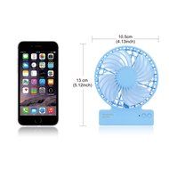 SSYS Mini USB 3 Speeds Rechargeable Portable Fan with Blue LED Night Light ,18650 Lithium-Ion Battery and USB... N4