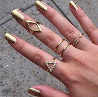 4 PCs Fashion Women Jewelry Gold Plated Rhinestone Ring Set Gift SIZE 5~10 N2