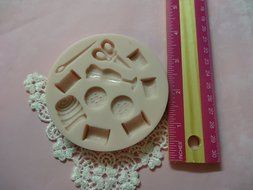 Sewing Box Fashion Designer Set Silicone Mold By Oh! Sweet Art FDA Approved for Food