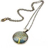 Aioverun The tree of life glass diamond necklace pendant long chain, to give the wearer with a full blessing N2