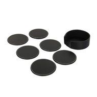 Willcome Set of 6 Leather Round Drink Coasters Cup Mats with Coaster Holder for Wine Beer or Any Beverage Use N5
