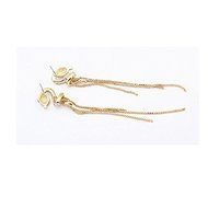 Women Exquisite Chic Snake Shaped Gold Plated Long Tassel Crystal Stud Earrings N3