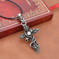 New Hot Good Fashion Men's Jewelry Stainless Steel Skull Snake Pendant Necklace N4