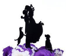 LOVENJOY with Gift Box Love Her Love Her Dog Silhouette Acrylic Wedding Engagement Cake Decoration Topper Black... N2