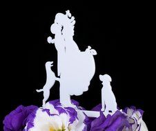 LOVENJOY with Gift Box Love Her Love Her Dog Silhouette Acrylic Wedding Engagement Cake Decoration Topper Black... N4