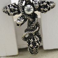 New Hot Good Fashion Men's Jewelry Stainless Steel Skull Snake Pendant Necklace N7